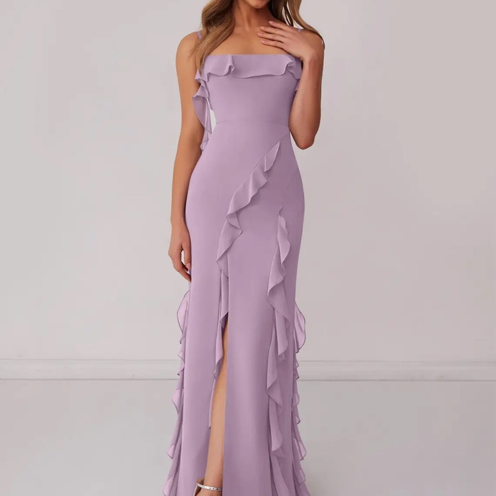 Azazie Elegant Lavender Ruffle Dress (Medium Fit)